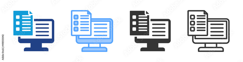 Poster Data Entry icon set multiple style collection