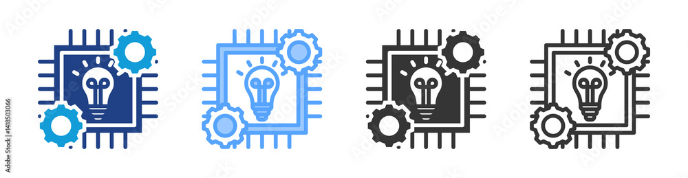 Poster Advanced Technology icon set multiple style collection