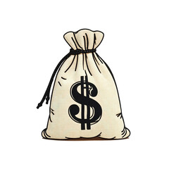 money bag financial success dollar sign symbol on Transparent background