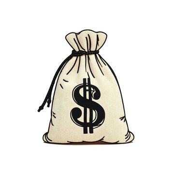 money bag financial success dollar sign symbol on Transparent background