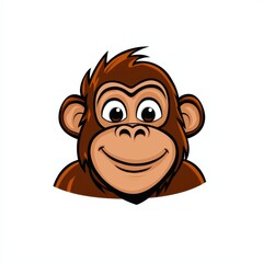 Fototapeta premium Cartoon illustration of a smiling monkey with spiky hair and brown fur