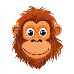 Fototapeta premium Whimsical cartoon illustration of a monkey's face with large eyes and a cheerful smile