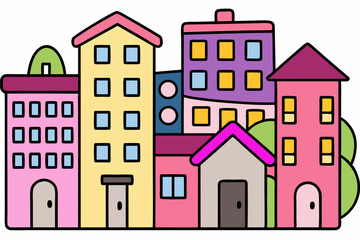 Fototapeta premium Illustration of houses. Dwelling. Detached house. Architecture. Construction. Residential area.