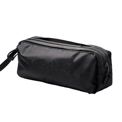 Naklejka premium Black pencil case isolated on transparent background with zipper closure