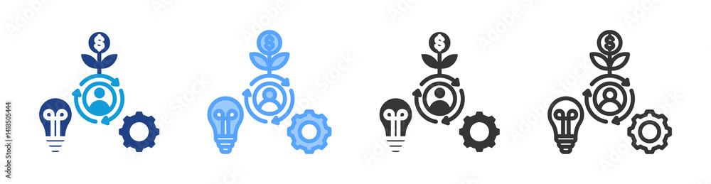 Poster Business Model icon set multiple style collection