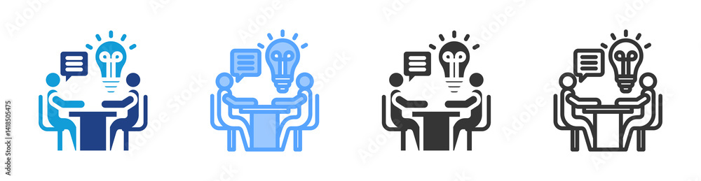 Aufkleber Solution Interview icon set multiple style collection
