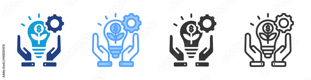 Poster business strategy icon set multiple style collection