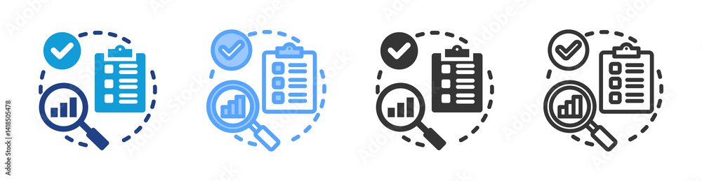 Poster Market Validation icon set multiple style collection