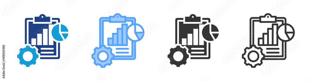 Poster business plan icon set multiple style collection