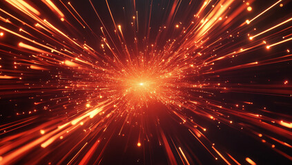 Fototapeta premium Red light rays burst forth, creating dynamic background of glowing lines and speed, evoking sense of energy and motion