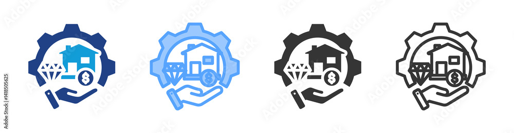 Poster assets icon set multiple style collection