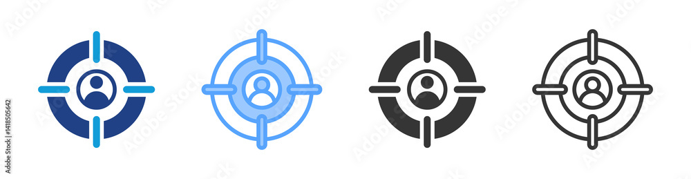 Poster focus icon set multiple style collection