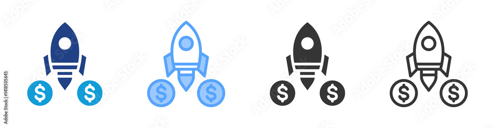 Poster business start up icon set multiple style collection