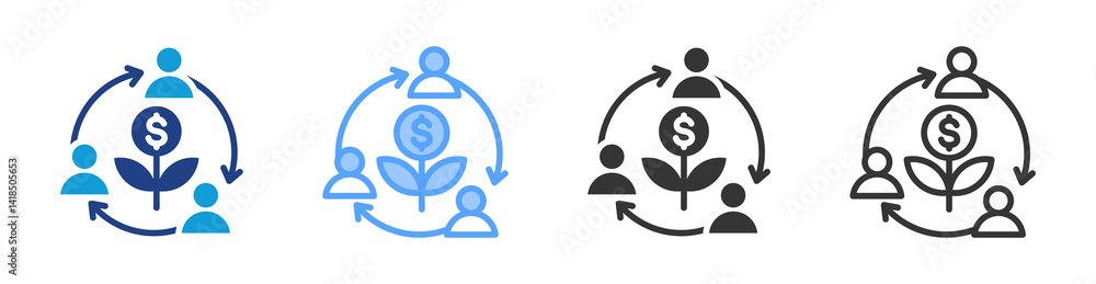 Poster Change Collaboration icon set multiple style collection