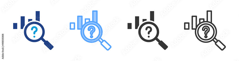 Poster market situation icon set multiple style collection