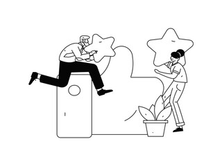 Virtual characters social communication concept business flat vector hand drawn illustration
