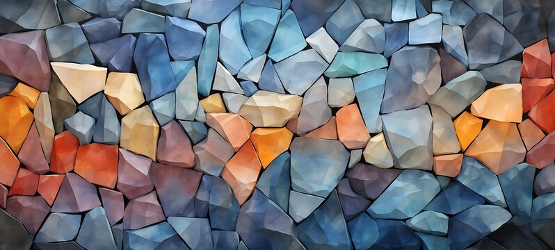 abstrak mozaic color of stone in drakness, ai generative