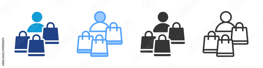 Poster Costumer icon set multiple style collection
