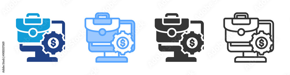 Poster business software icon set multiple style collection