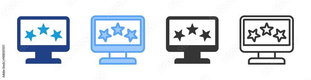 Aufkleber computer review icon set multiple style collection