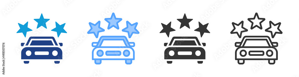 Poster Car Review icon set multiple style collection