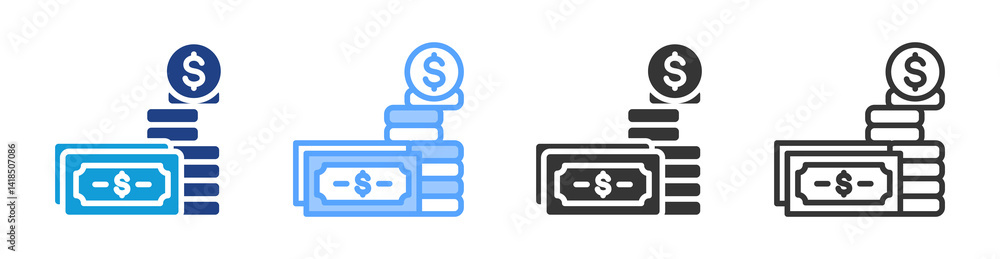 Aufkleber money icon set multiple style collection