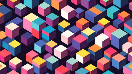 Obraz premium Isometric 3D Geometric Shapes. Abstract Colorful Design Elements