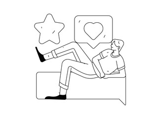 Virtual characters social communication concept business flat vector hand drawn illustration
