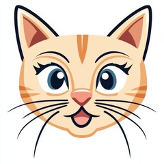 Cartoon illustration of a playful cat with blue eyes and orange fur