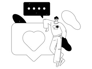 Virtual characters social communication concept business flat vector hand drawn illustration
