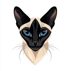 Obraz premium Close-up illustration of a cat's face with blue eyes and black and cream fur