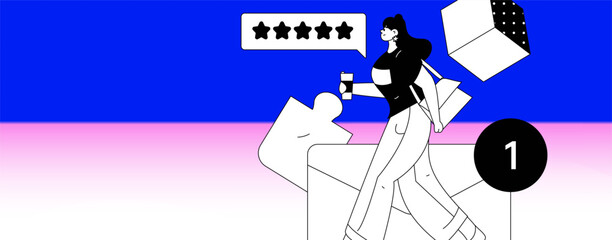 Virtual characters social communication concept business flat vector hand drawn illustration
