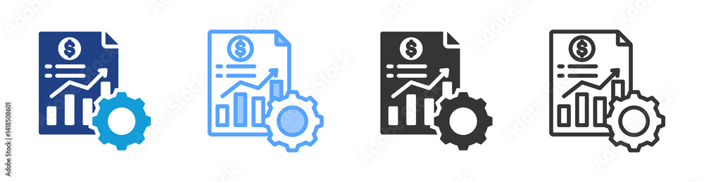 Poster financial management icon set multiple style collection