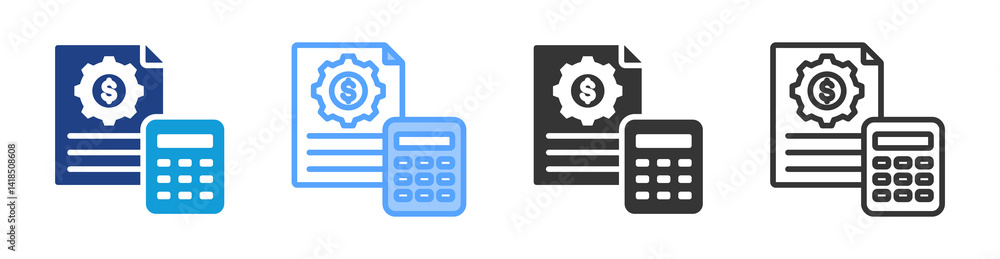 Poster Cost Accounting icon set multiple style collection