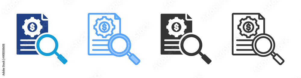 Poster Cost Analysis icon set multiple style collection