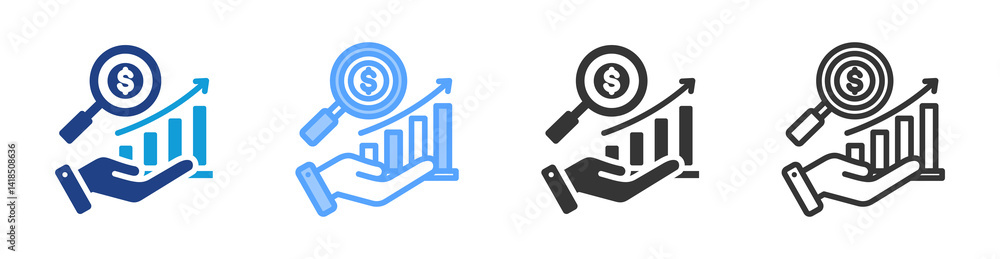 Aufkleber profit analysis icon set multiple style collection