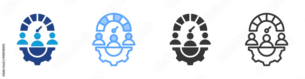 Poster Performance Management icon set multiple style collection