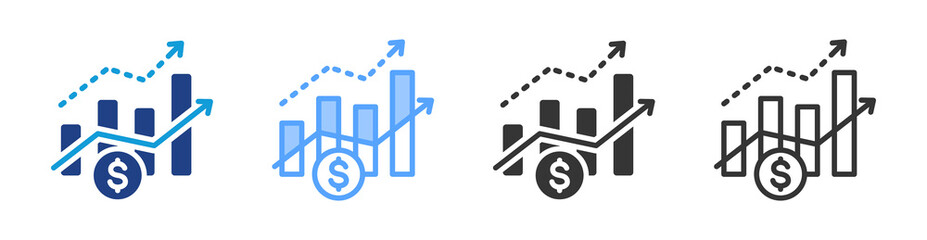 Financial Forecasting icon set multiple style collection