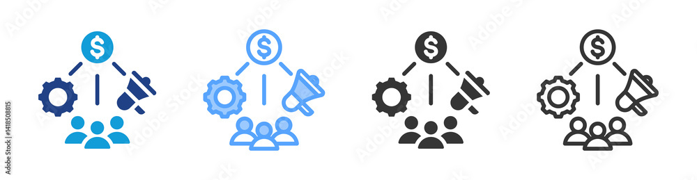 Poster Cost Allocation icon set multiple style collection