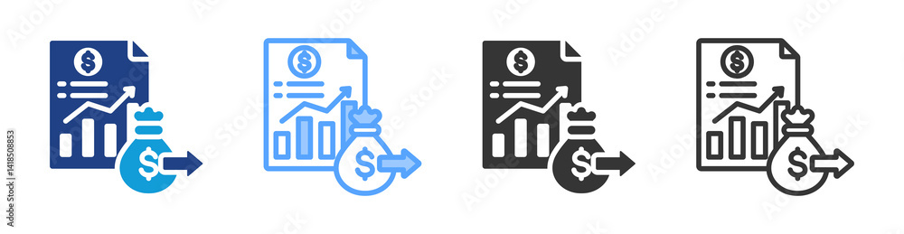 Aufkleber expenses icon set multiple style collection