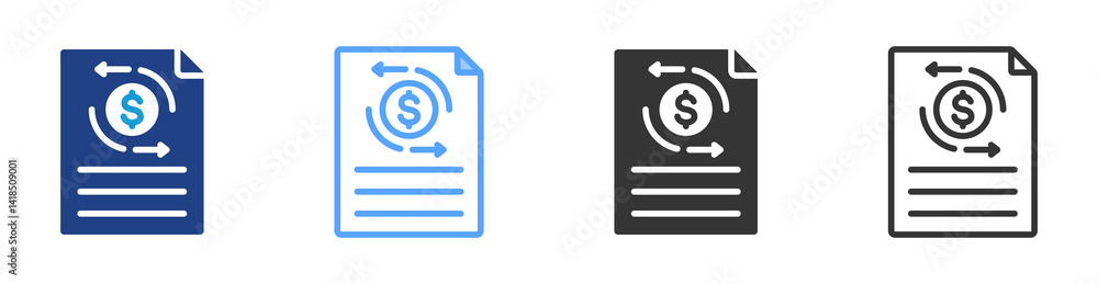 Aufkleber cash flow statement icon set multiple style collection