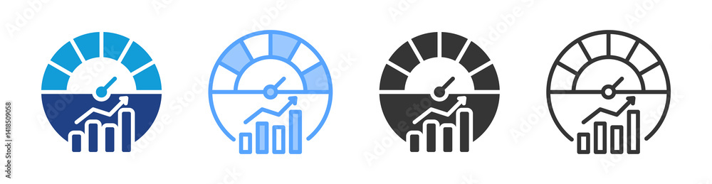 Aufkleber kpi icon set multiple style collection