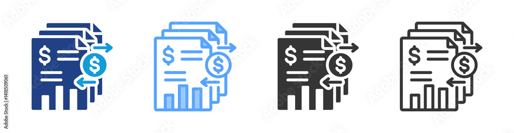 Poster Financial Modelling icon set multiple style collection