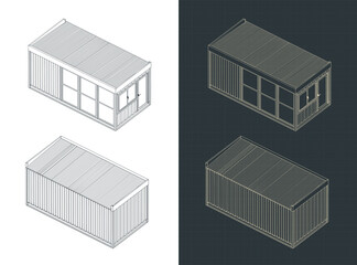 Container office isometric drawings