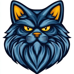 Obraz premium Illustration of a blue cat with yellow eyes and orange-tipped ears
