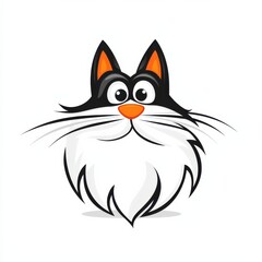 Obraz premium Cartoon illustration of a surprised white cat with black and orange features