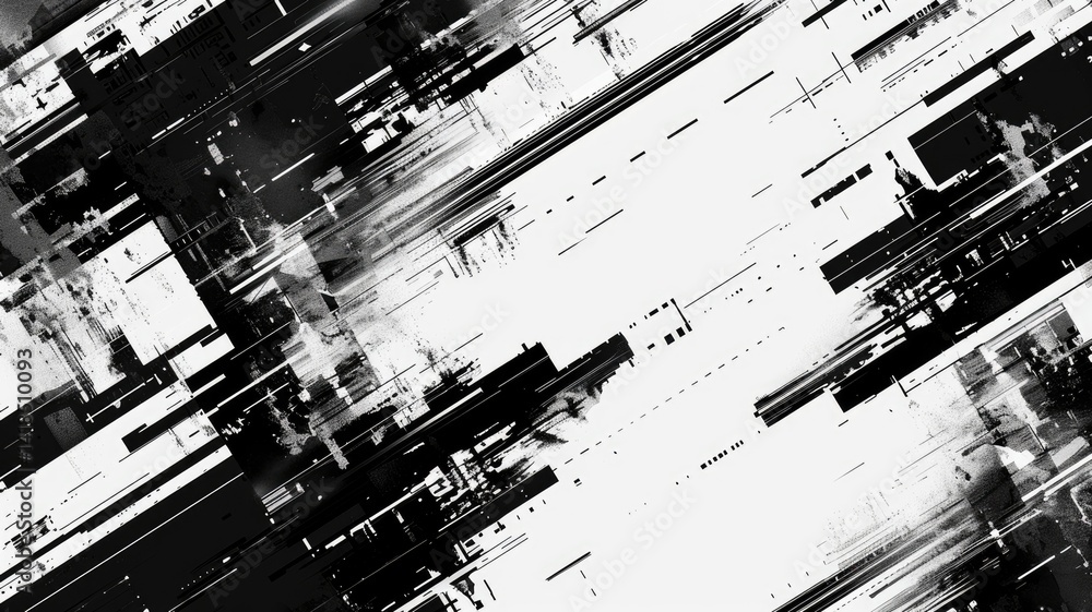 Aufkleber abstract black and white digital glitch art. technology and data distortion concept. digital artwork