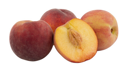 fresh peaches cut out isolated transparent background