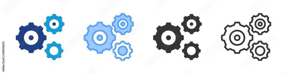 Aufkleber Machines icon set multiple style collection