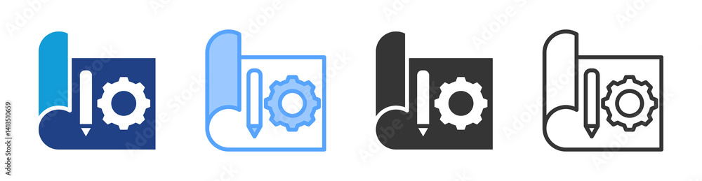 Aufkleber industrial design icon set multiple style collection